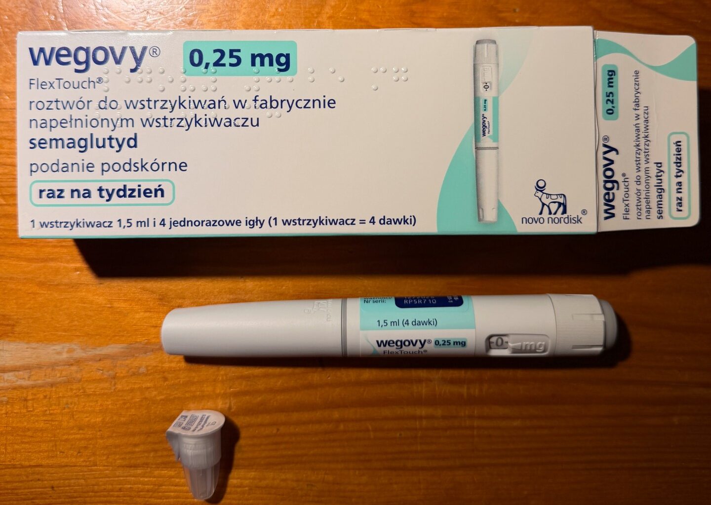 Lek Wegovy w opakowaniu i strzykawce
